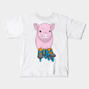 Pig Inline skating Roller skates Kids T-Shirt